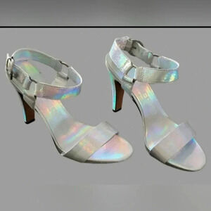 Kentucky Derby Silver 9.5 Iridescent Sparkling Formal Sandals New